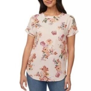 NWT Buffalo David Bitton Woven Floral Blouse White/Pink